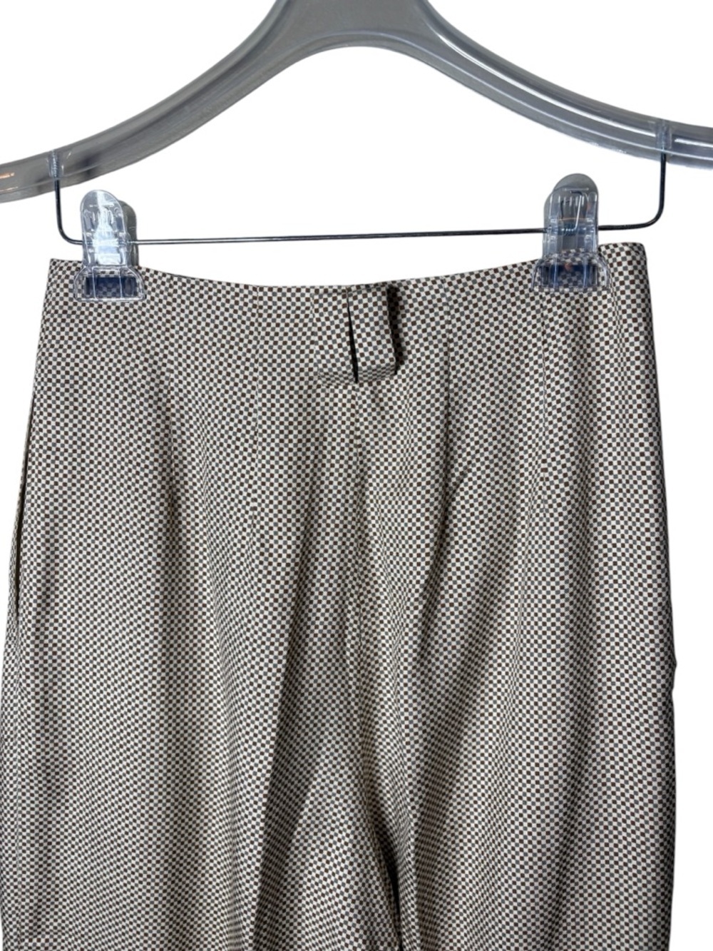 Linda Allard for Ellen Tracy Pleated Silk Pants Women’s 6 Brown Gray Micro Check - Picture 5 of 11